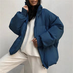 Thickened Cotton-padded Puffer Coat For Warmth In Fall And Winter