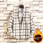 FallWinter Mens Casual Plaid Long-Sleeve Shirt