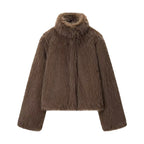 Thickened Warm Faux Fox-fur Fur Coat With A Stand-up Collar