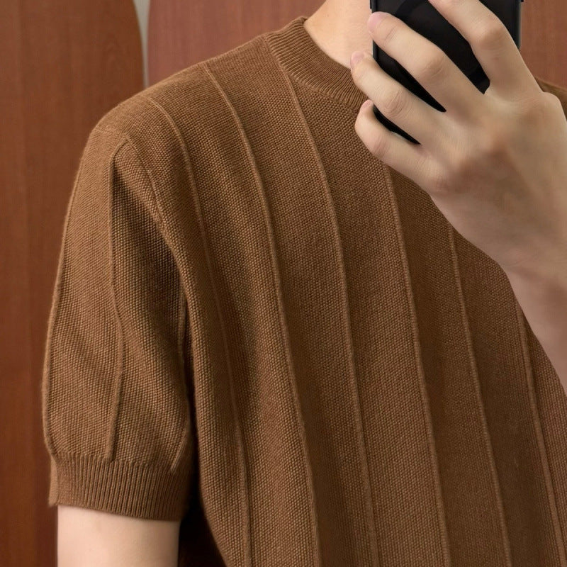 Crisp Solid-color Knit T-shirt