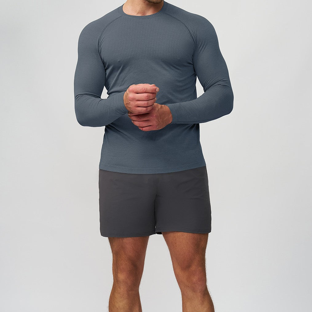Mens Quick-Dry Breathable Long-Sleeve Sports And Fitness T-Shirt