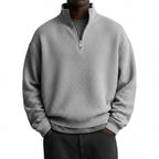 Mens Digital Floral Print Waffle-Weave Half-Zip HoodieJacket