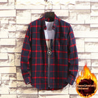 FallWinter Mens Casual Plaid Long-Sleeve Shirt