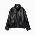 Womens Fashion Faux-leather Jacket With A Stand-up Collar From Europe And The US