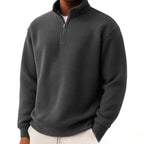Mens Loose-fitting Casual Long-sleeve Pullover With A Zipper