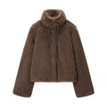 Thickened Warm Faux Fox-fur Fur Coat With A Stand-up Collar